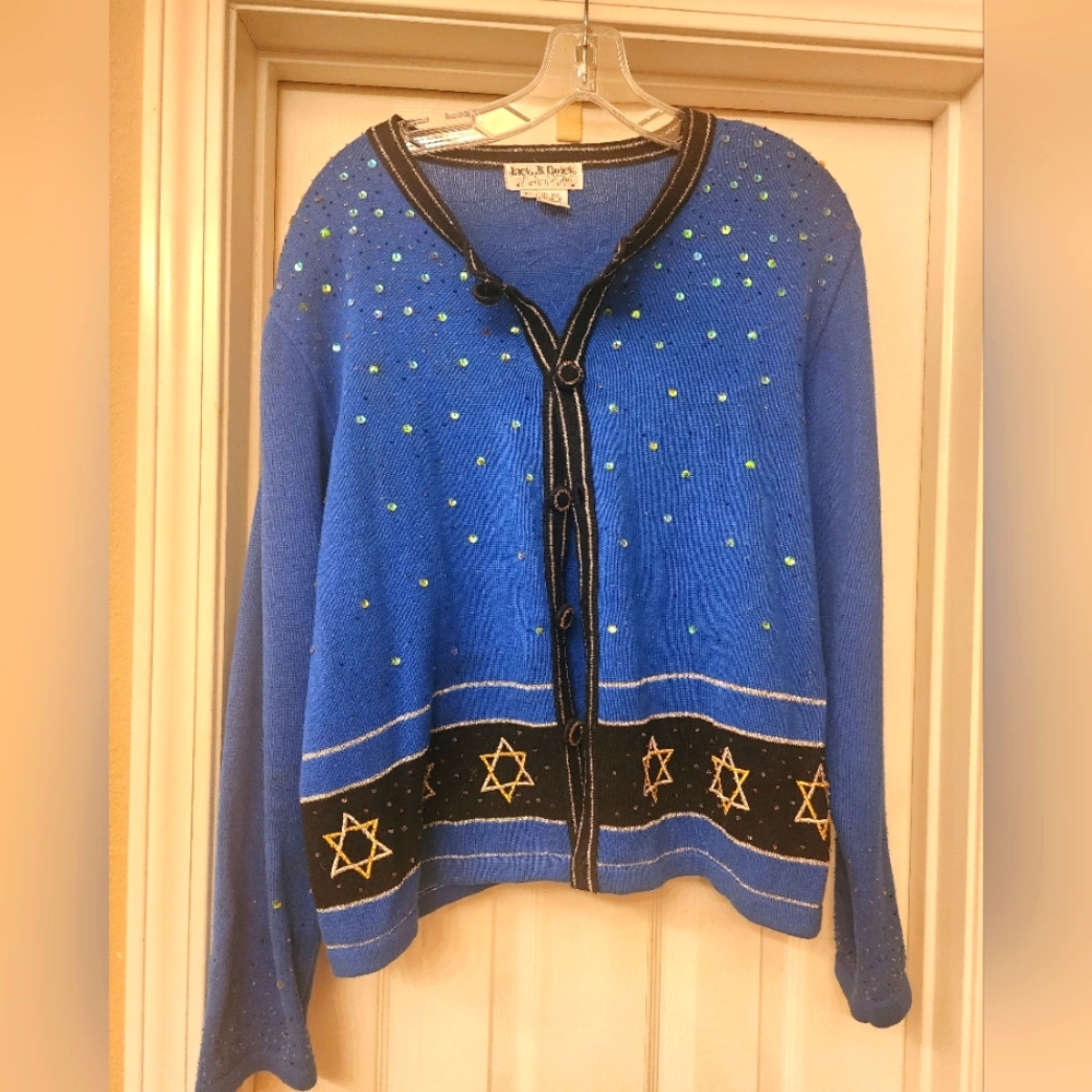 XL Hannukah Cardigan Wiyh Beading